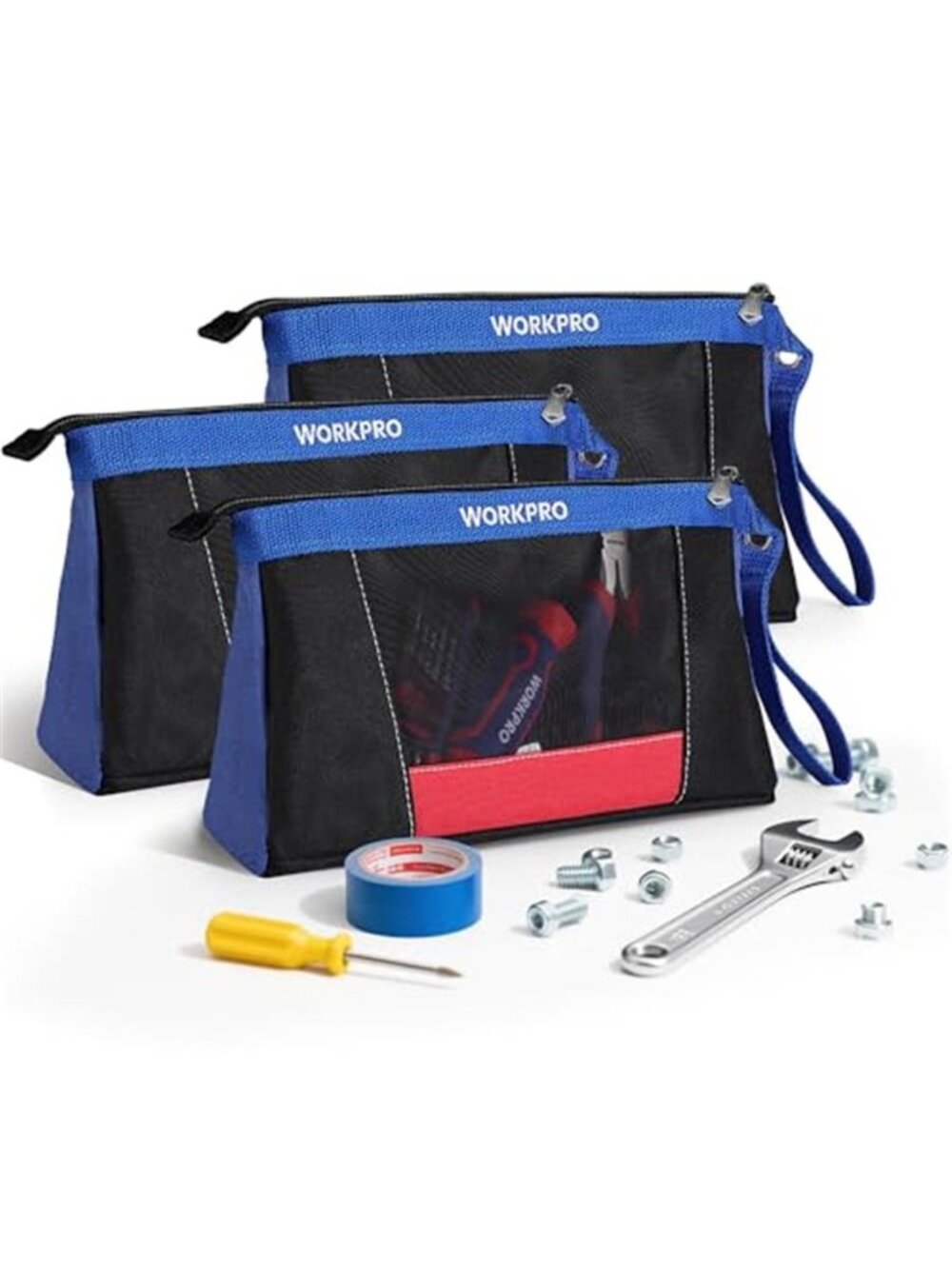 Heavy Duty Tool Pouch Organizer Zipper Storage Bag Mesh Utility Work Bag